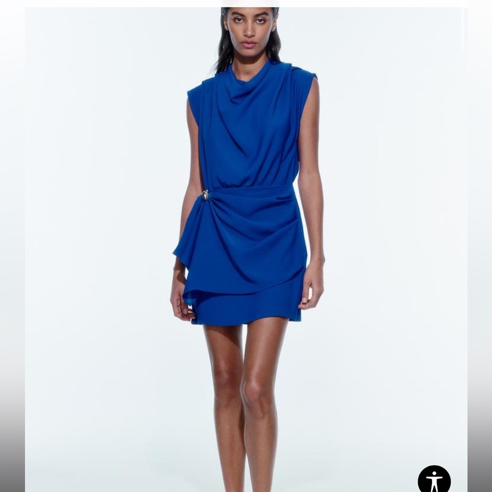 Zara WRAP FRONT BROOCH DRESS
